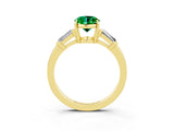 Yellow gold Oval Cut Cut Diamond Ring with Tapered Baguette Side Stones in Four-Prong Setting_3
