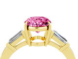 Yellow gold Oval Cut Cut Diamond Ring with Tapered Baguette Side Stones in Four-Prong Setting_4