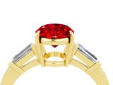 Yellow gold Oval Cut Cut Diamond Ring with Tapered Baguette Side Stones in Four-Prong Setting_4