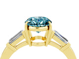 Yellow gold Oval Cut Cut Diamond Ring with Tapered Baguette Side Stones in Four-Prong Setting_4