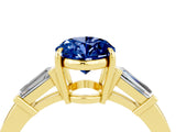 Yellow gold Oval Cut Cut Diamond Ring with Tapered Baguette Side Stones in Four-Prong Setting_4