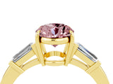 Yellow gold Oval Cut Cut Diamond Ring with Tapered Baguette Side Stones in Four-Prong Setting_4