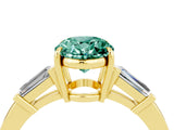 Yellow gold Oval Cut Cut Diamond Ring with Tapered Baguette Side Stones in Four-Prong Setting_4
