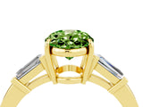 Yellow gold Oval Cut Cut Diamond Ring with Tapered Baguette Side Stones in Four-Prong Setting_4