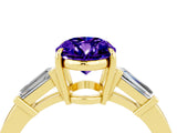 Yellow gold Oval Cut Cut Diamond Ring with Tapered Baguette Side Stones in Four-Prong Setting_4