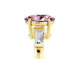 Yellow gold Oval Cut Cut Diamond Ring with Tapered Baguette Side Stones in Four-Prong Setting_5