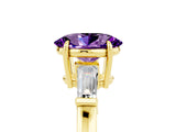 Yellow gold Oval Cut Cut Diamond Ring with Tapered Baguette Side Stones in Four-Prong Setting_5