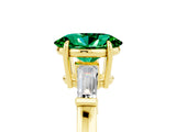 Yellow gold Oval Cut Cut Diamond Ring with Tapered Baguette Side Stones in Four-Prong Setting_5