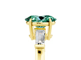 Yellow gold Oval Cut Cut Diamond Ring with Tapered Baguette Side Stones in Four-Prong Setting_5