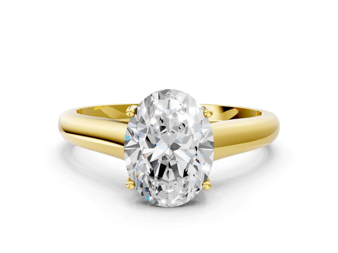 Yellow gold Oval Cut Cut Diamond Solitaire Engagement Ring with Tapered Plain Band and Four-Prong Setting_15