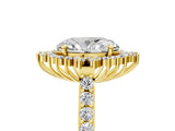 Yellow gold Oval Cut Cut Diamond Sunburst Halo Engagement Ring with Pavé Band_8