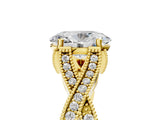 Yellow gold Oval Cut Cut Diamond Twisted Band with Milgrain Pave Setting and Four-Prong Setting_11
