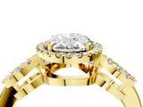 Yellow gold Oval Cut Cut Halo Diamond Infinity Band with Four-Prong Setting_13