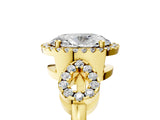 Yellow gold Oval Cut Cut Halo Diamond Infinity Band with Four-Prong Setting_14
