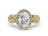 Yellow gold Oval Cut Cut Halo Diamond Infinity Band with Four-Prong Setting_9