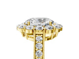Yellow gold Oval Cut Cut Halo Diamond Pavé Engagement Ring with Milgrain Detailing_8