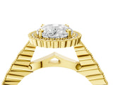 Yellow gold Oval Cut Cut Halo Pavé Solitaire Ring with Milgrain Band_11