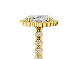 Yellow gold Oval Cut Cut Halo Pavé Solitaire Ring with Milgrain Band_12