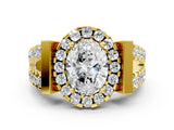 Yellow gold Oval Cut Cut Halo Split Shank Prong Set Ring_3