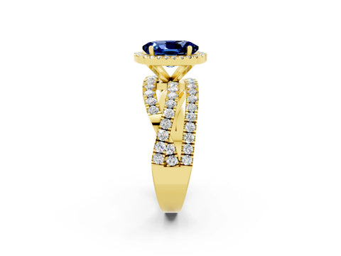 Yellow gold Oval Cut Cut Halo Split Shank Prong Setting Ring_2