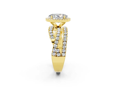 Yellow gold Oval Cut Cut Halo Split Shank Prong Setting Ring_2