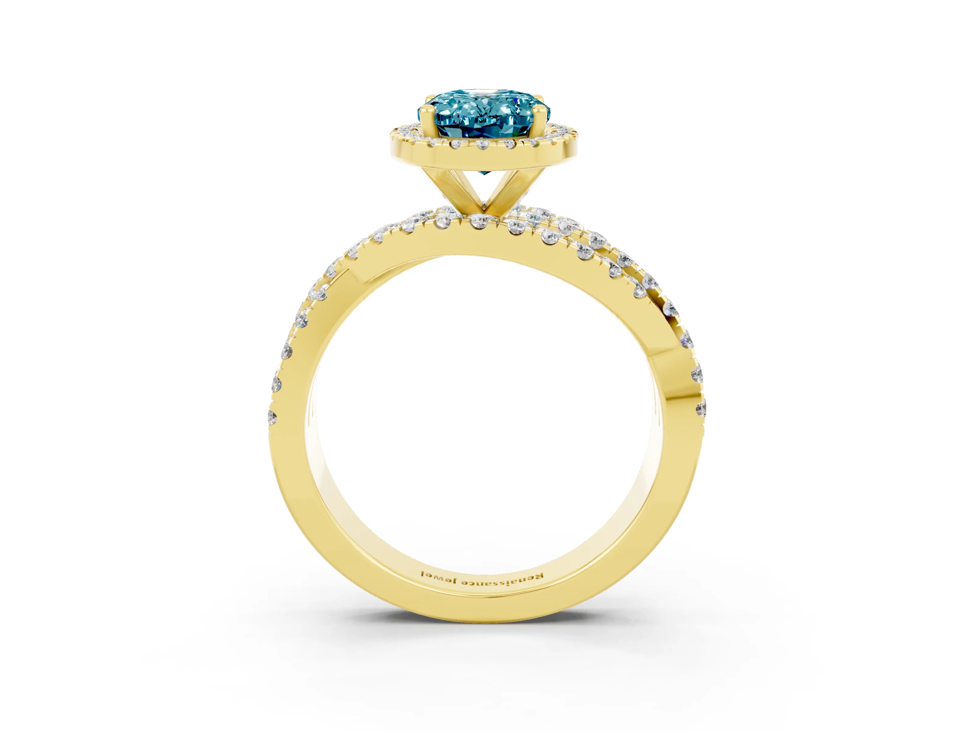 Yellow gold Oval Cut Cut Halo Split Shank Prong Setting Ring_3