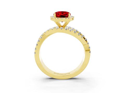 Yellow gold Oval Cut Cut Halo Split Shank Prong Setting Ring_3