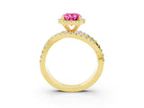 Yellow gold Oval Cut Cut Halo Split Shank Prong Setting Ring_3