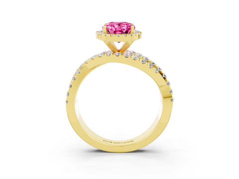 Yellow gold Oval Cut Cut Halo Split Shank Prong Setting Ring_3