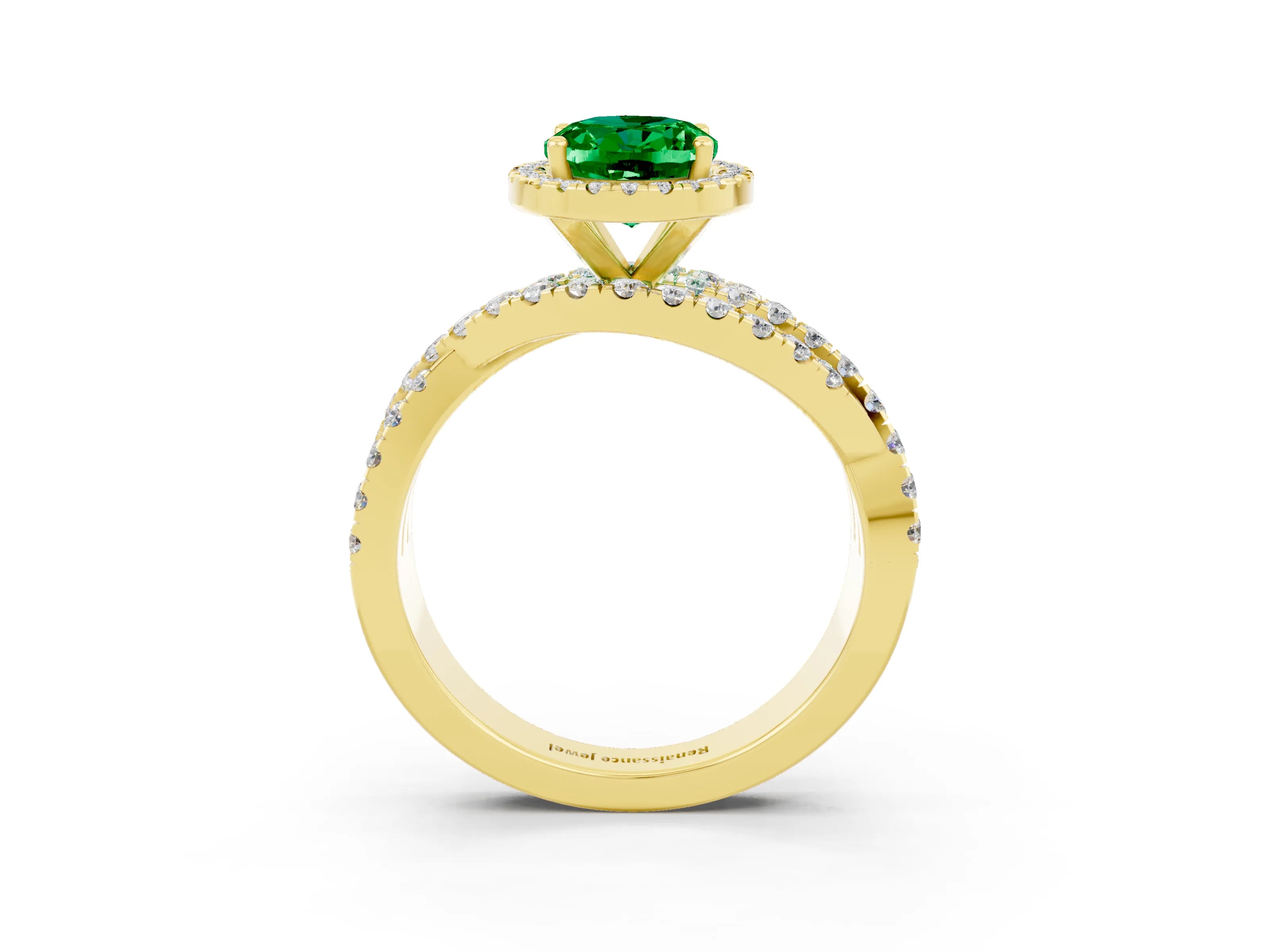 Yellow gold Oval Cut Cut Halo Split Shank Prong Setting Ring_3