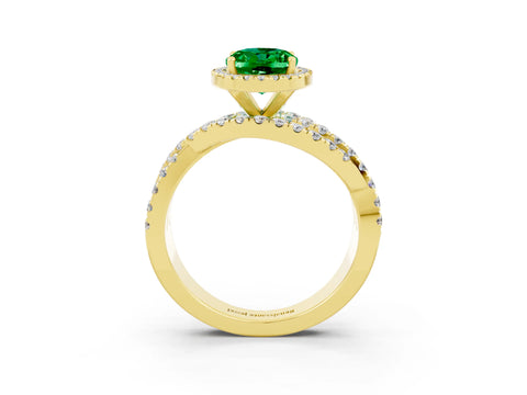 Yellow gold Oval Cut Cut Halo Split Shank Prong Setting Ring_3