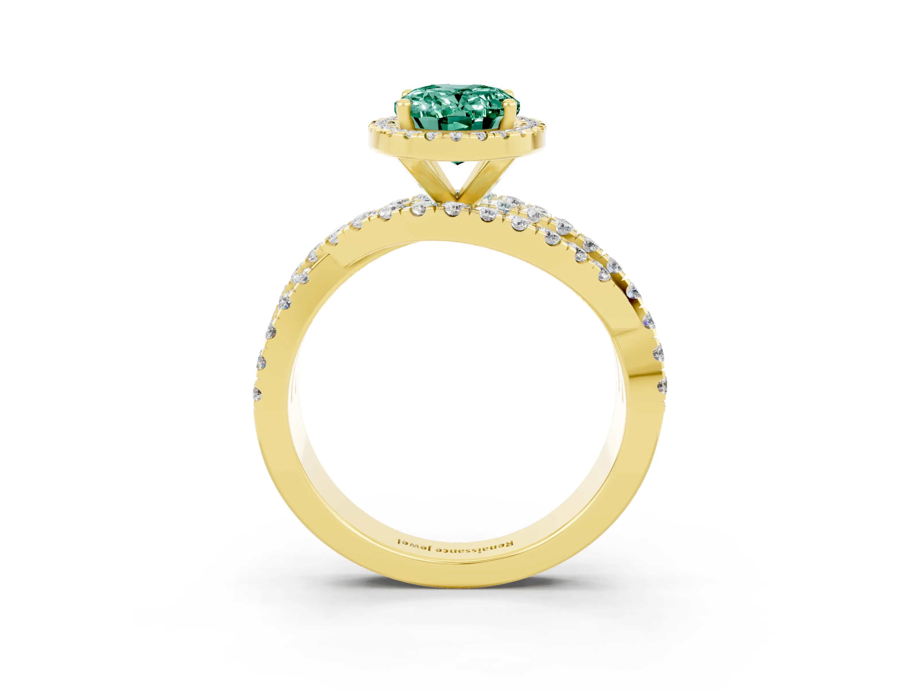 Yellow gold Oval Cut Cut Halo Split Shank Prong Setting Ring_3