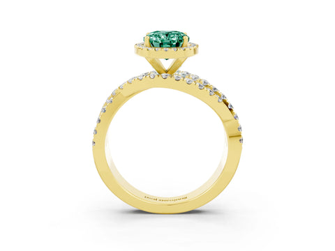 Yellow gold Oval Cut Cut Halo Split Shank Prong Setting Ring_3