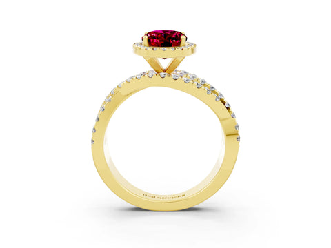 Yellow gold Oval Cut Cut Halo Split Shank Prong Setting Ring_3