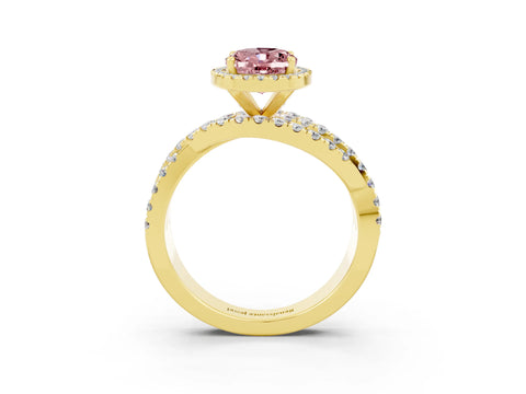 Yellow gold Oval Cut Cut Halo Split Shank Prong Setting Ring_3