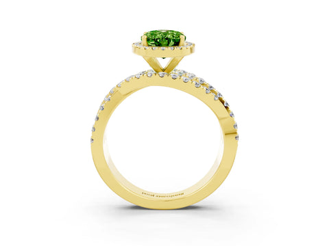 Yellow gold Oval Cut Cut Halo Split Shank Prong Setting Ring_3