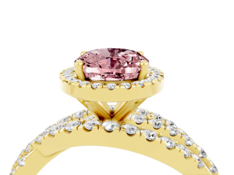 Yellow gold Oval Cut Cut Halo Split Shank Prong Setting Ring_4