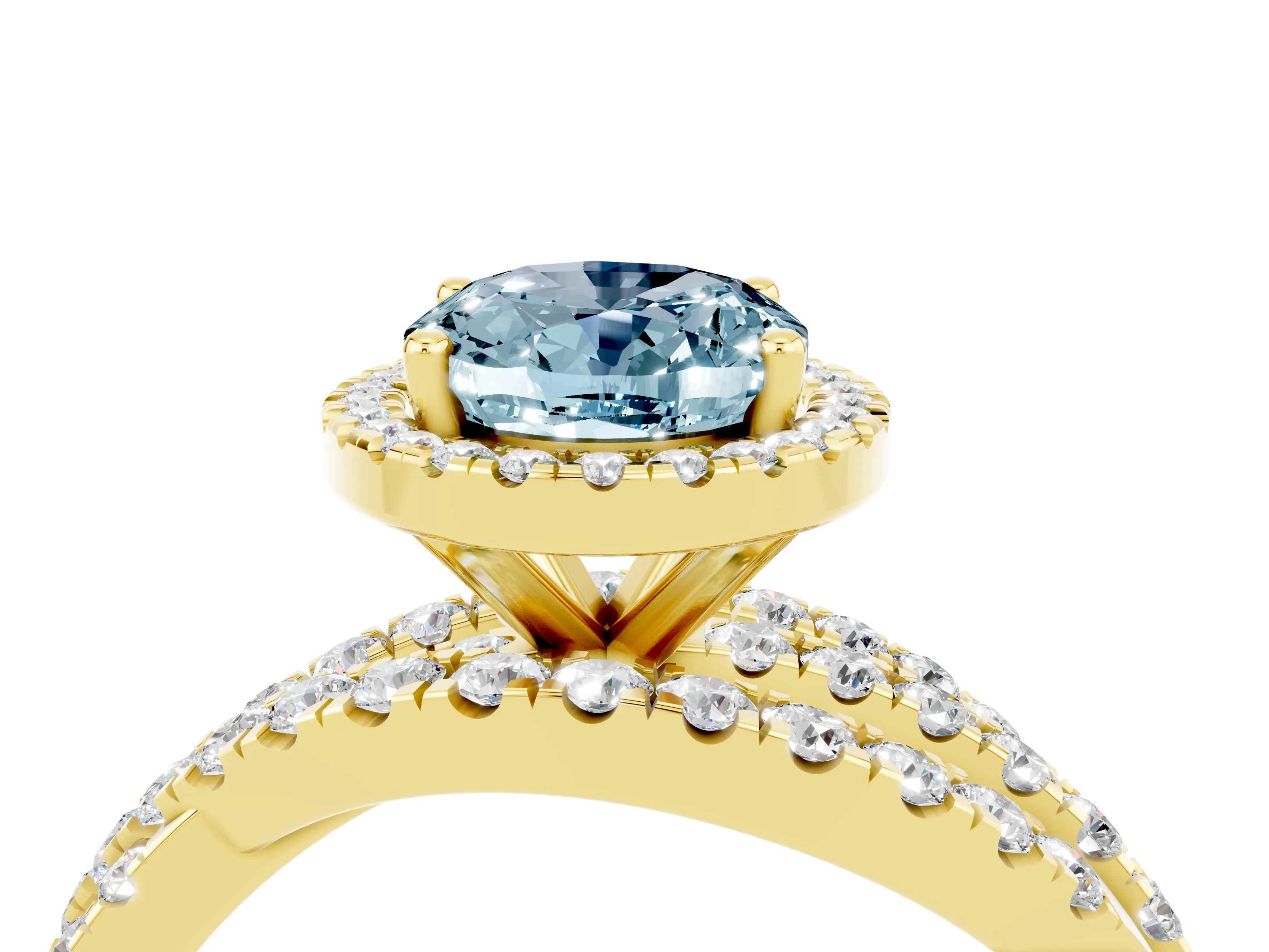 Yellow gold Oval Cut Cut Halo Split Shank Prong Setting Ring_4