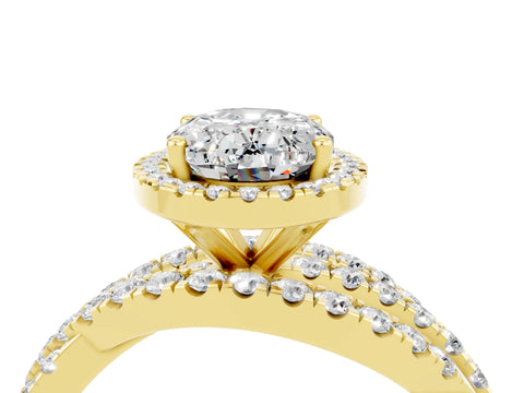 Yellow gold Oval Cut Cut Halo Split Shank Prong Setting Ring_4