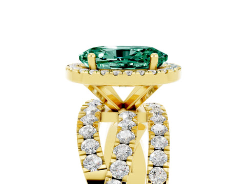 Yellow gold Oval Cut Cut Halo Split Shank Prong Setting Ring_5