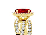 Yellow gold Oval Cut Cut Halo Split Shank Prong Setting Ring_5
