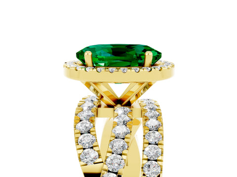 Yellow gold Oval Cut Cut Halo Split Shank Prong Setting Ring_5