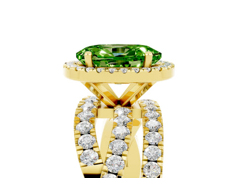 Yellow gold Oval Cut Cut Halo Split Shank Prong Setting Ring_5
