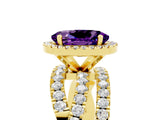 Yellow gold Oval Cut Cut Halo Split Shank Prong Setting Ring_5