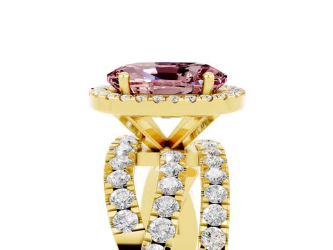 Yellow gold Oval Cut Cut Halo Split Shank Prong Setting Ring_5