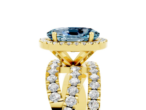 Yellow gold Oval Cut Cut Halo Split Shank Prong Setting Ring_5