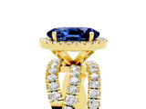 Yellow gold Oval Cut Cut Halo Split Shank Prong Setting Ring_5