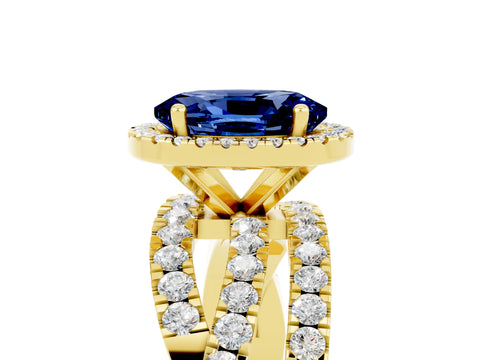 Yellow gold Oval Cut Cut Halo Split Shank Prong Setting Ring_5