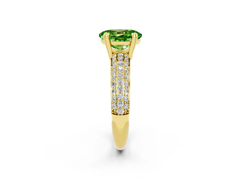 Yellow gold Oval Cut Cut Pave Diamond Engagement Ring with Channel Set Band and Four-Prong Setting_2