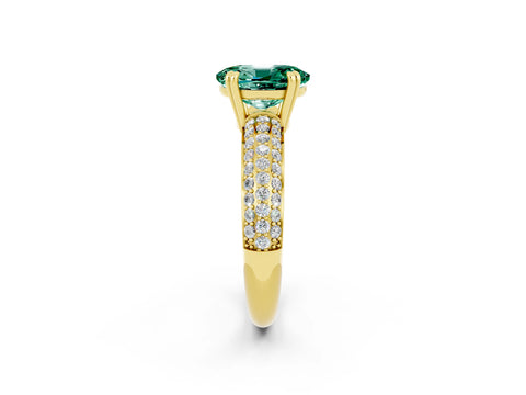 Yellow gold Oval Cut Cut Pave Diamond Engagement Ring with Channel Set Band and Four-Prong Setting_2
